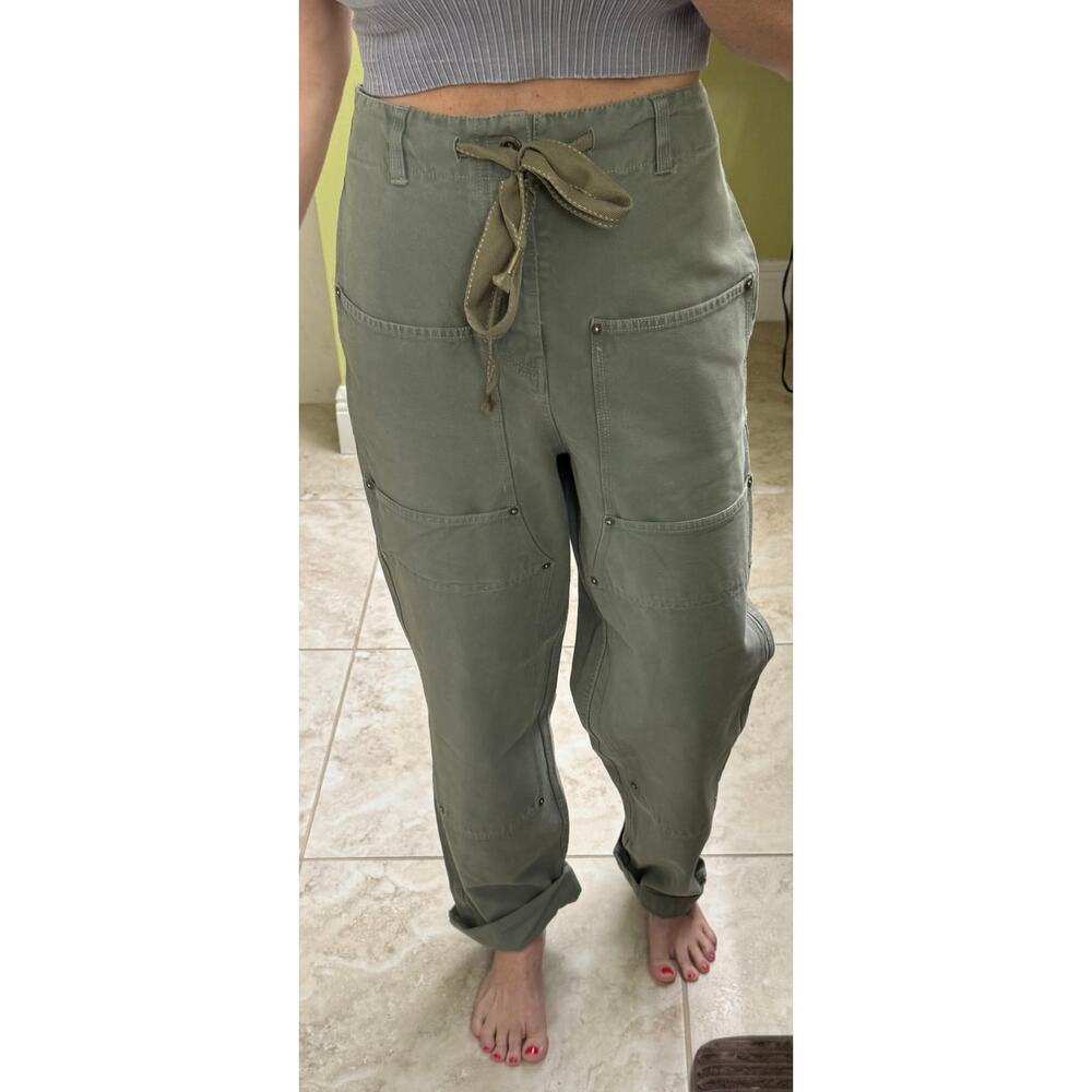 Free People We The Free XS Hayden army high waist green cargo utility pants NWOT - Picture 4 of 9